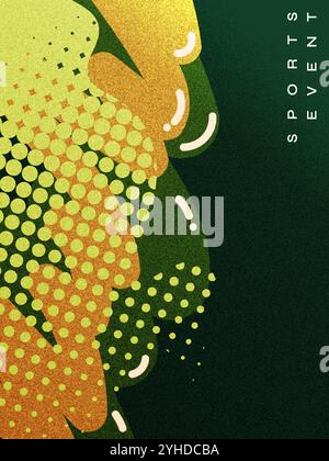 Abstract Sport Cover or Poster Design with Halftone and Wave Shapes in Green and Yellow Color Style Stock Vector