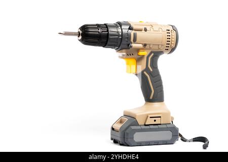 Cordless screwdriver isolated on white background. Power tools Stock Photo