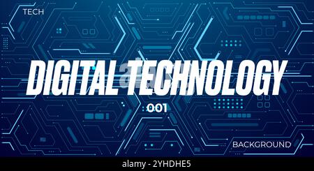 Digital technology background in electric navy blue. Tech bg. Stock Vector