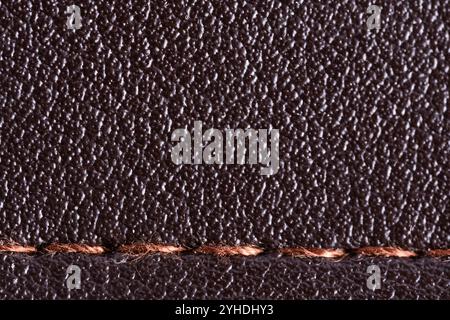 Closeup detail of brown leather texture background. Brown leather texture Stock Photo