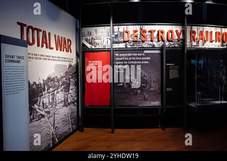 FORT BELVOIR, Virginia — The Preserving the Nation Gallery at the National Museum of the United States Army focuses on the Army's role in the American Civil War. The gallery provides visitors with a comprehensive understanding of the defining military conflict of the 19th century. The exhibits examine the technological, tactical, and human aspects of the war that preserved the Union. Stock Photo