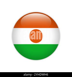 Flag Niger button Stock Vector
