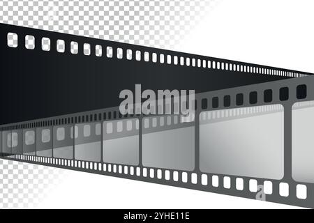 Two crossed movie film strips on transparent background. Vector illustration Stock Vector