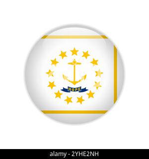 Flag Rhode Island button Stock Vector