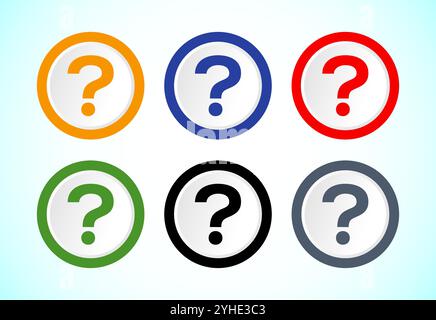 Question mark flat icon set for apps and websites Stock Vector