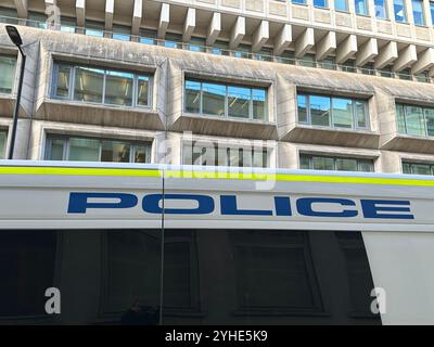 London, UK. 11th Nov, 2024. A police car is parked in front of the British Ministry of Justice. Credit: Benedikt von Imhoff/dpa/Alamy Live News Stock Photo