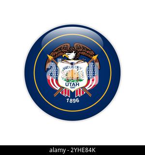 Flag Utah button Stock Vector