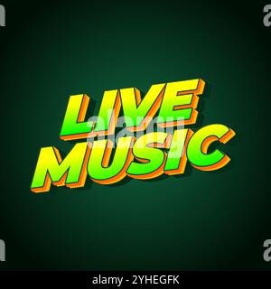 Live music. Text effect design in 3D style for social media marketing ads Stock Vector