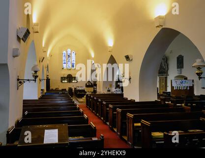 St James the Great Church, Manorbier, Tenby, Pembrokeshire, South Wales, Wales, UK - interior view Stock Photo