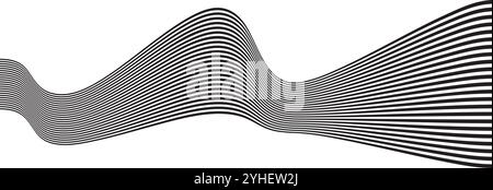 Black and white wavy lines creating a dynamic pattern. Vector illustration Stock Vector