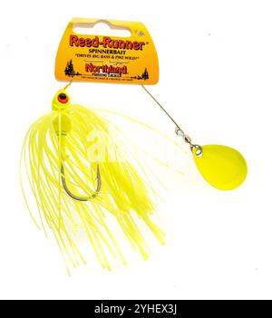 Winneconne, WI - 22 August 2024: A package of Northland reed runner spiiner bait fishing lure on an isolated background. Stock Photo