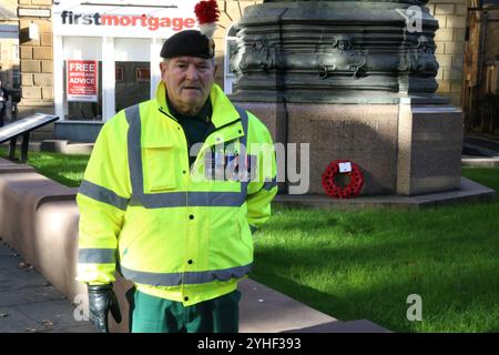 Armistice Day, Newcastle Cathedral, St Nicholas Square, People gather for the anniversary of the Armistice signing with the Reverend Canon Lee Batson,The Dean of Newcastle who lead a short act of remembrance, followed by the laying of poppies, Newcastle upon Tyne, UK, November 11th, 2024, Credit: DEW/Alamy Live News Stock Photo