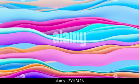 3D illustration of beautiful colorful ribbons with soft surfaces Stock Photo