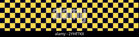 Yellow and black taxi pattern with checkerboard squares. Grunge classic cab sign background. Flat vector illustration isolated on white background. Stock Vector