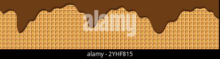 Waffle seamless pattern background texture. for ice cream cones, candy, and cake. Flat vector illustration isolated on white background. Stock Vector
