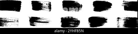 Ink splatter with brush strokes and paint scribbles. Dynamic splash shapes and line textures. Flat vector illustration isolated on white background. Stock Vector