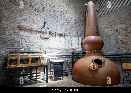 Versailles, Kentucky, July 28, 2012: Vintage copper still at Woodford Reserve Distillery Stock Photo