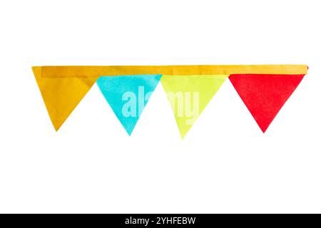 A set of colorful paper party pennant flags isolated on a white background with a clipping path. Perfect for celebration, party, and festive designs. Stock Photo