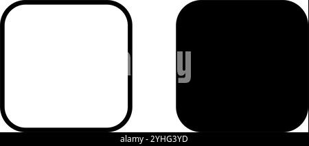 Square frame and shape with rounded corners. Geometric forms isolated on white background. Vector graphic illustration. Stock Vector
