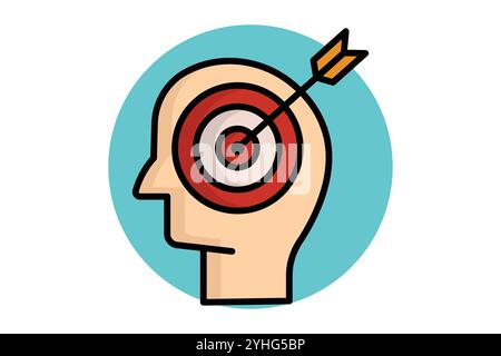 Purpose icon. colored outline icon style. head with target. icon related to motivation. success elements vector illustration Stock Vector