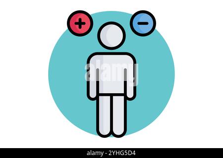 Attitude icon. colored outline icon style. person with minus and plus. icon related to motivation. success elements vector illustration Stock Vector