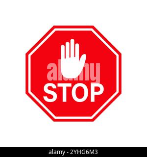Stop sign with the word stop on its symbol is isolated on white background. Stock Vector