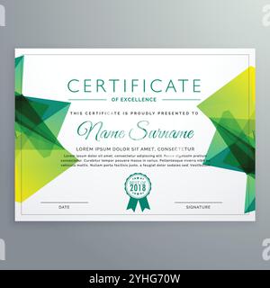 modern vector certificate template with green abstract shapes Stock Vector