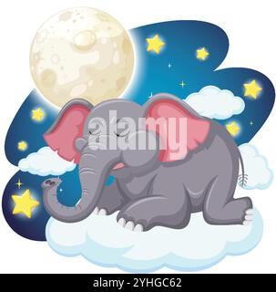 Cartoon elephant sleeping on the moon Stock Vector Image & Art - Alamy