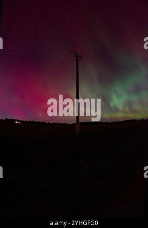 Night landscape with power lines on the starry sky Stock Photo - Alamy