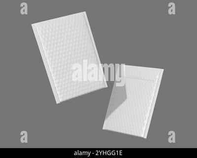 Bubble Mailer Envelope Bag Mockup on Grey Background Stock Photo