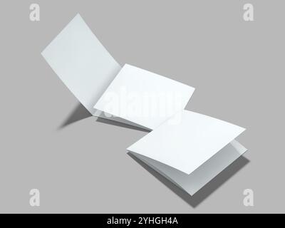 Realistic White Blank Trifold Square Brochure Mockup Stock Photo