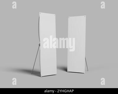 Realistic White Blank Standing X Banner Mockup Stock Photo
