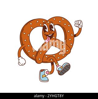 Isolated happy cute pretzel cartoon character Pattern bakery background ...
