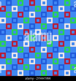 Seamless checkered linear grid pattern for Xmas, Christmas, and Happy New Year. Squares in festive colors geometric design. Holiday vector background Stock Vector
