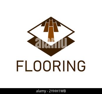 Wooden floor icon for wood parquet tile and flooring service company, vector emblem. Wooden floors icon for home flooring service or parquet paving and furniture interior design corporate icon Stock Vector
