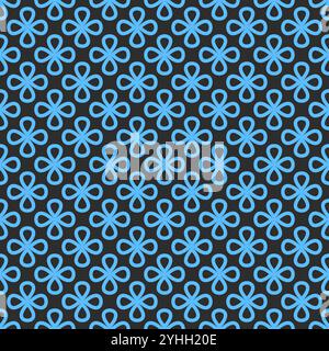 Seamless floral pattern bold blue clover shapes with rounded petals on a contrasting background. High quality geometric vector design in retro style, Stock Vector