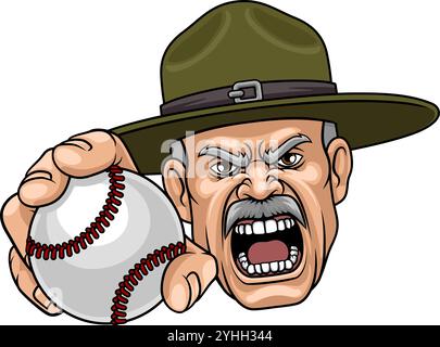 Drill Instructor Sergeant Bootcamp Baseball Mascot Stock Vector