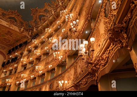 Teatro La Fenice opera house interior galleries in Venice, Italy. Stock Photo