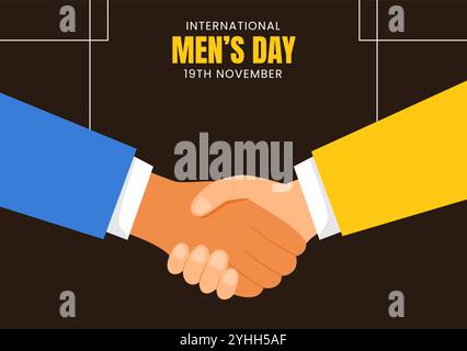 Hand Drawn Men's Day Social Media Illustration in Cartoon Background Stock Vector