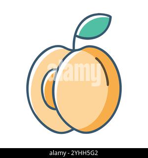 simple vector illustration of a apricot, in a simple and clean style, suitable for food and health themes. fruits flat illustration. Stock Vector