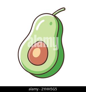 simple vector illustration of a avocado, in a simple and clean style, suitable for food and health themes. fruits flat illustration. Stock Vector
