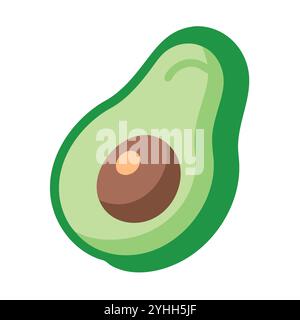 simple vector illustration of a avocado, in a simple and clean style, suitable for food and health themes. fruits flat illustration. Stock Vector