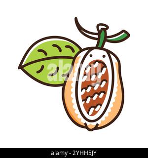 simple vector illustration of a baobab fruit, in a simple and clean style, suitable for food and health themes. fruits flat illustration. Stock Vector