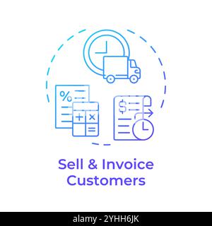 Sell and invoice customers blue gradient concept icon Stock Vector