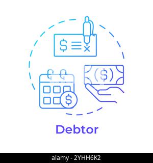 Debtor blue gradient concept icon Stock Vector