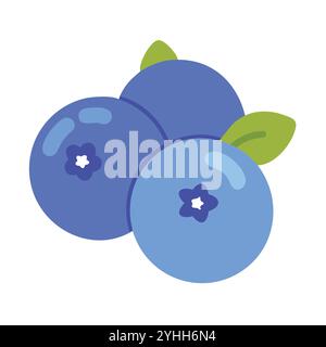 simple vector illustration of a blueberry, in a simple and clean style, suitable for food and health themes. fruits flat illustration. Stock Vector