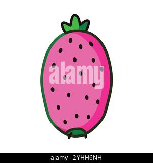 simple vector illustration of a cactus pear, in a simple and clean style, suitable for food and health themes. fruits flat illustration. Stock Vector
