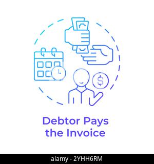 Debtor pays invoice blue gradient concept icon Stock Vector
