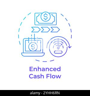 Enhanced cash flow blue gradient concept icon Stock Vector