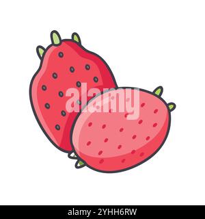 simple vector illustration of a cactus pear, in a simple and clean style, suitable for food and health themes. fruits flat illustration. Stock Vector